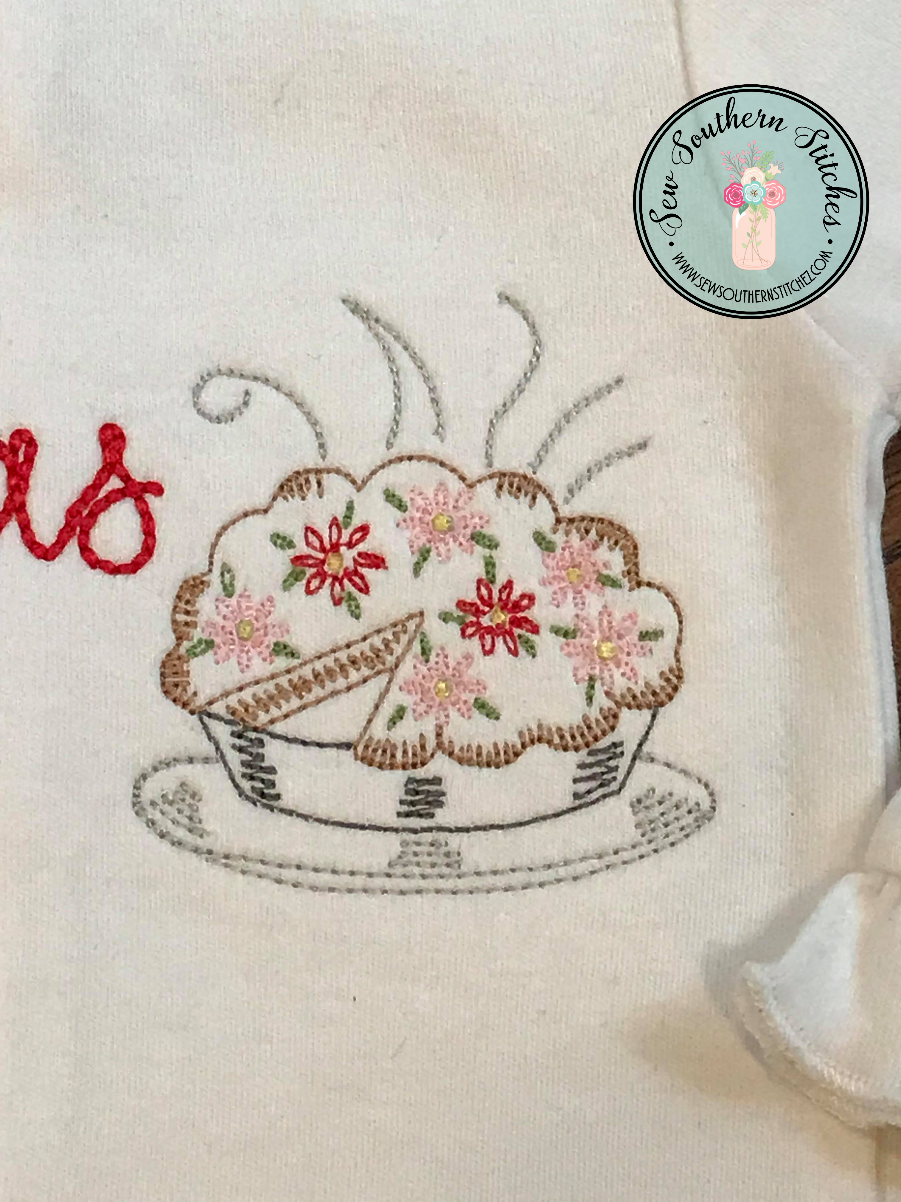Convert Picture To Embroidery Pattern Vintage Pie Embroidery Design Heirloom Triple Bean Sketch Back Stitched Vintage