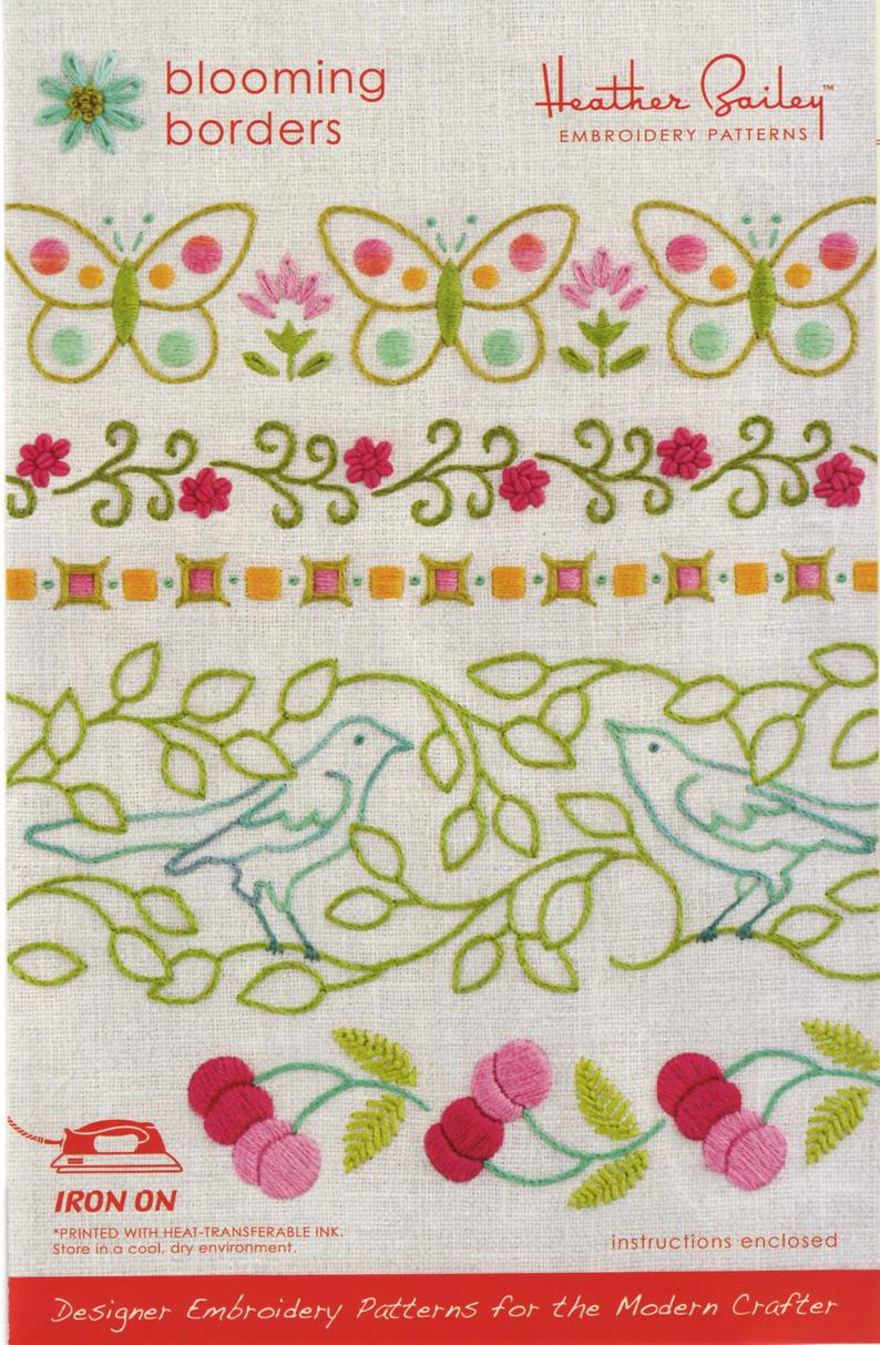 Cool Embroidery Patterns Heather Bailey Embroidery Pattern Re Usable Iron On Embroidery Pattern Blooming Borders