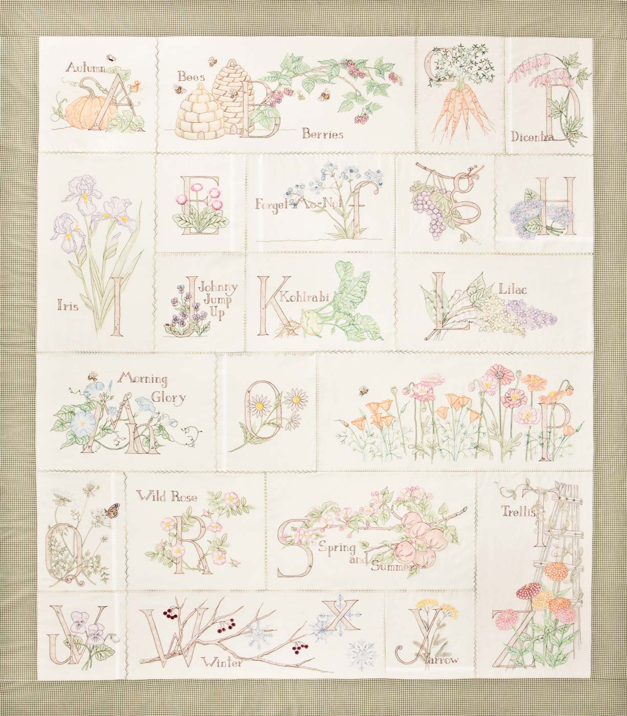 Crabapple Hill Embroidery Patterns A Gardeners Alphabet Block Of The Month