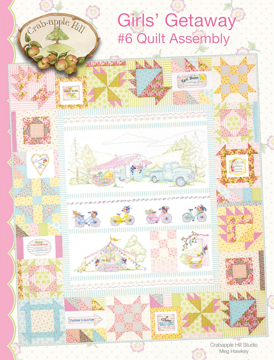 Crabapple Hill Embroidery Patterns Girls Getaway 6 Quilt Assembly Embroidery Pattern Crab Apple Hill