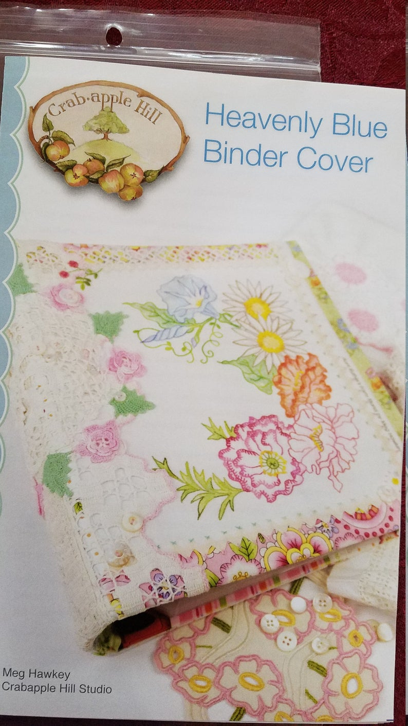 Crabapple Hill Embroidery Patterns Heavenly Blue Binder Cover Crabapple Hill Meg Hawkey Pattern
