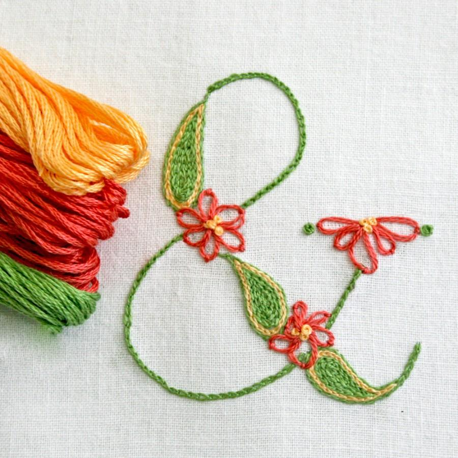 Crewel Embroidery Patterns Diy Pdf Crewel Embroidery Pattern Monogram Ampersand In Summer