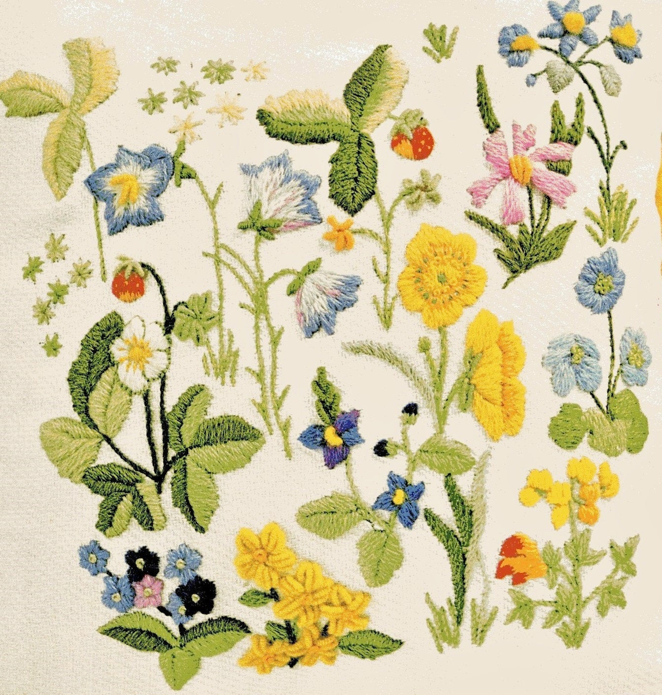 Crewel Embroidery Patterns Pdf Vintage Crewel Embroidery Pattern Field Flowers Woodland Wildflowers Foliage Berries Blossoms Needlepoint Instant Digital Download