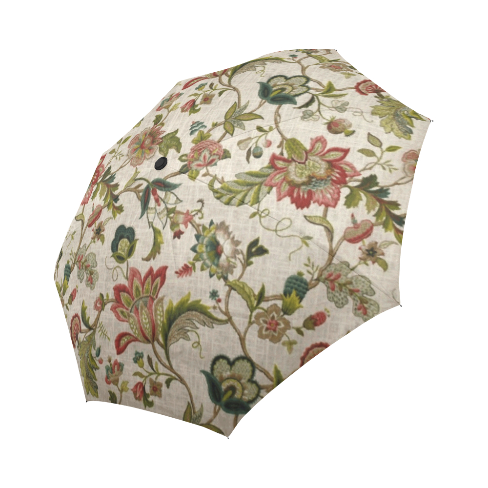 Crewel Embroidery Patterns Red Green Jacobean Crewel Embroidery Pattern Auto Foldable Umbrella Model U04 Id D1839858