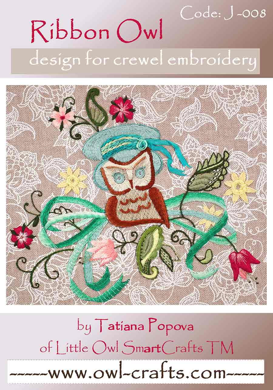 Crewel Embroidery Patterns Ribbon Owl Crewel Embroidery Design