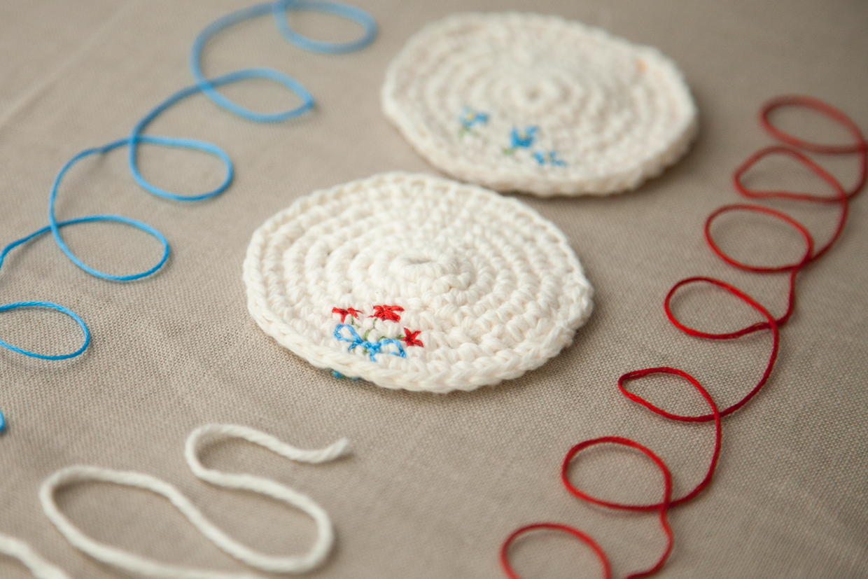 Crochet With Embroidery Floss Patterns Crocheted Embroidered Coasters Maker Crate