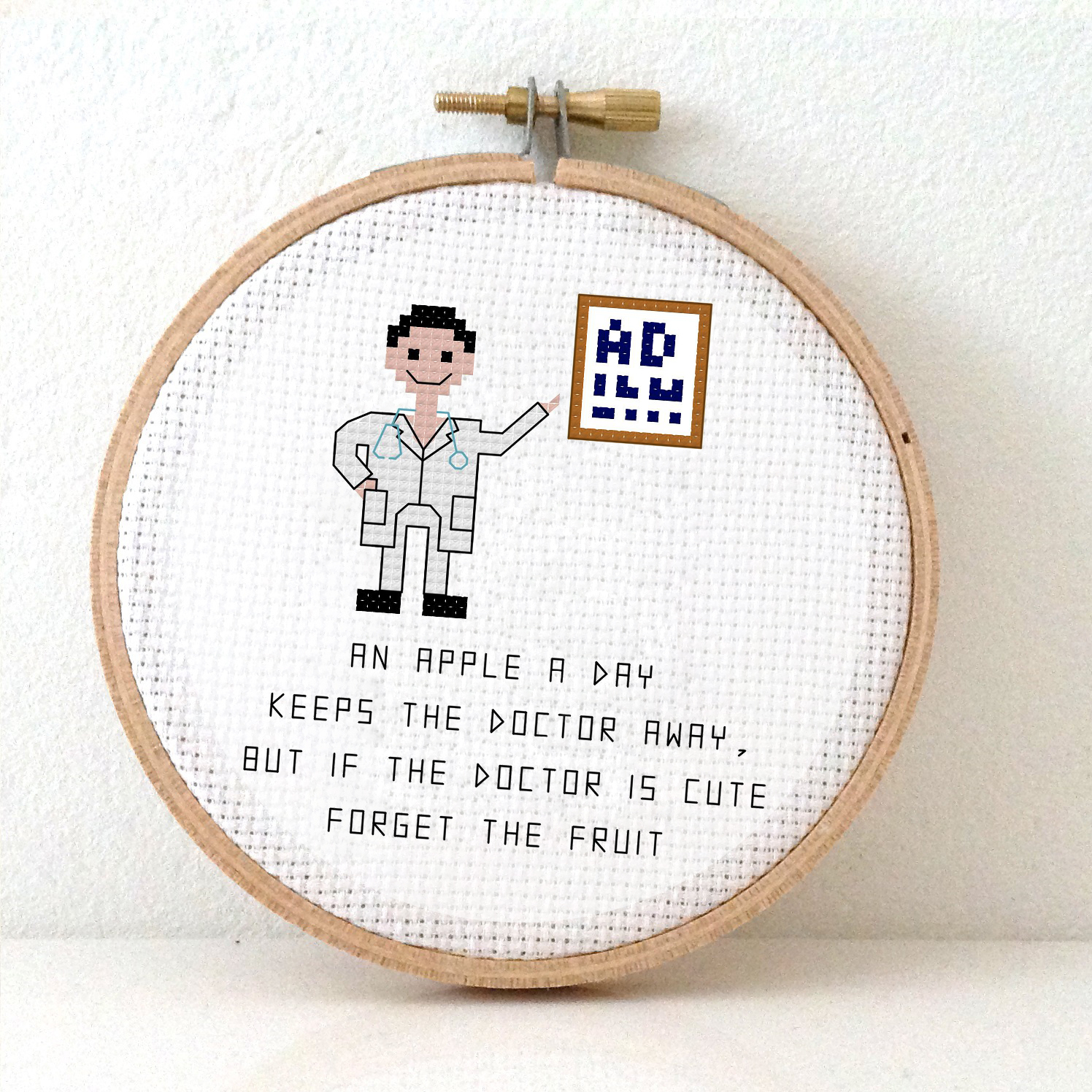Cross Stitch Embroidery Patterns Doctor Cross Stitch Pattern With Doctor An Apple A Day Keeps The Doctor Away But If The Doctor Is Cute Forget The Fruit