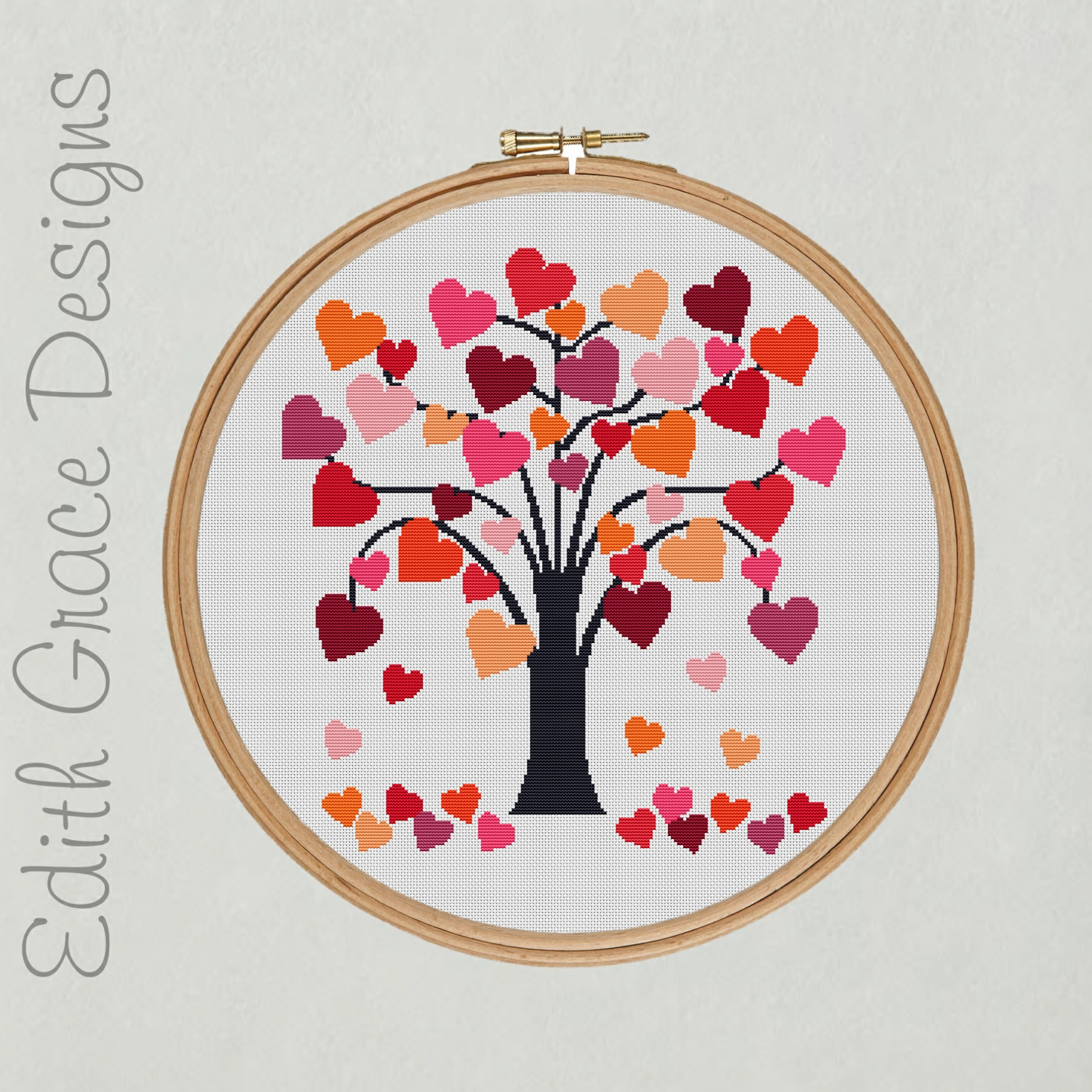Cross Stitch Embroidery Patterns Love Heart Tree Embroidery Pattern