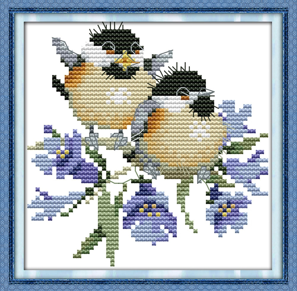 Cross Stitch Embroidery Patterns Us 512 The Chatted Birds On Bluebell Needlework Small Size Pattern Cross Stitch Embroidery Kit Diy Cross Stitching Kits In Package From Home