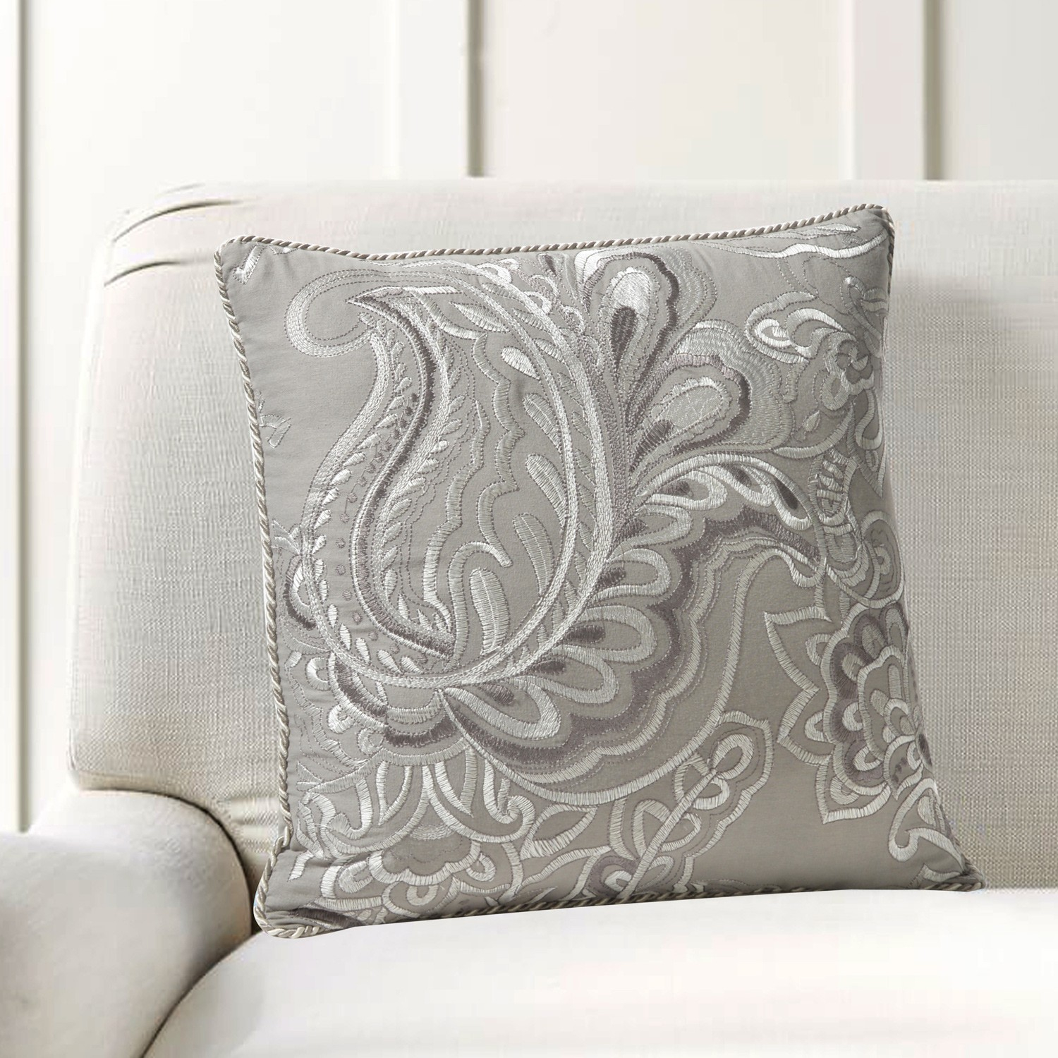 Cushion Cover Embroidery Patterns Cushion Cover Floral Embroidery 16x16 Grey