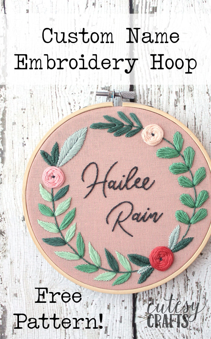 Custom Embroidery Patterns Floral Name Embroidery Hoop Pattern Cutesy Crafts