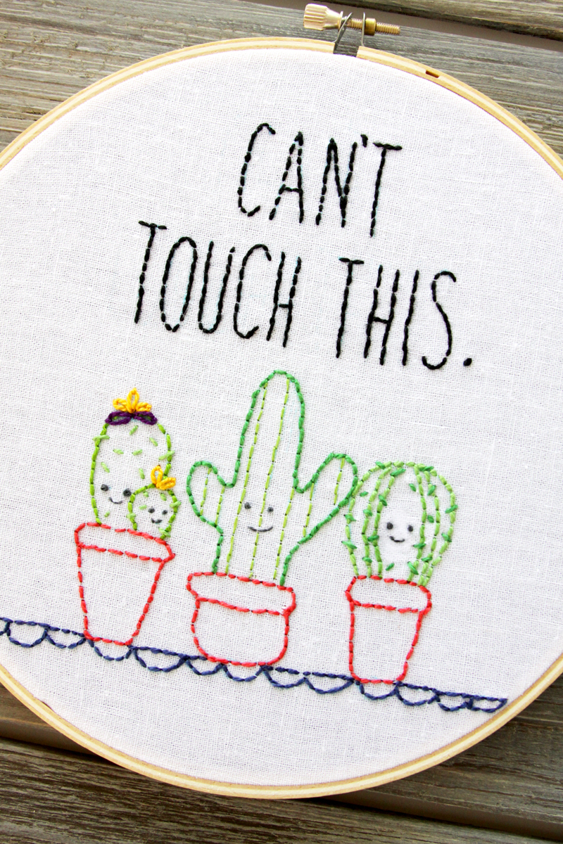 Cute Embroidery Patterns Easy And Cute Cactus Embroidery Hoop Art