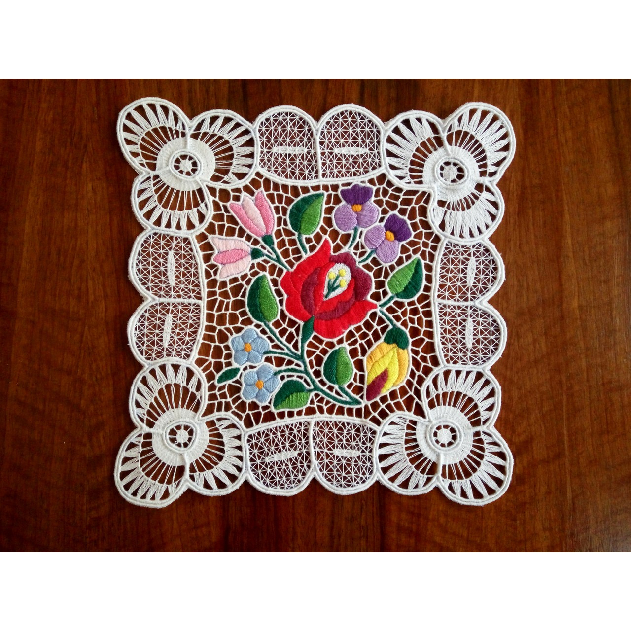 Cutwork Embroidery Patterns Kalocsa Lace Richelieu Doily With Authentic Hungarian Embroidery