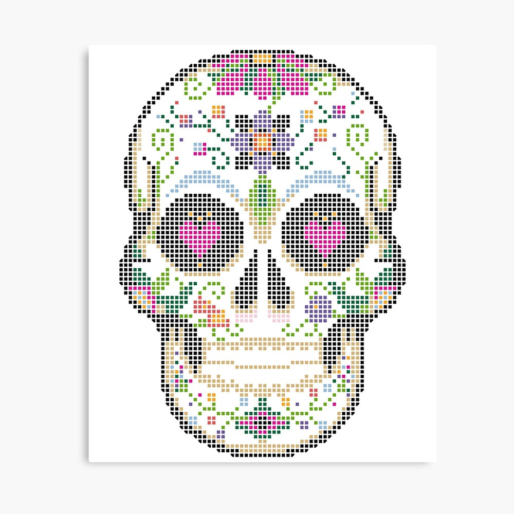 Day Of The Dead Embroidery Patterns Create A Real Stitchery Pixel Art Day Of The Dead Cinco De Mayo Calavera Dia De Los Muertos Sugar Skull Candy Skull Make Up Face Paint