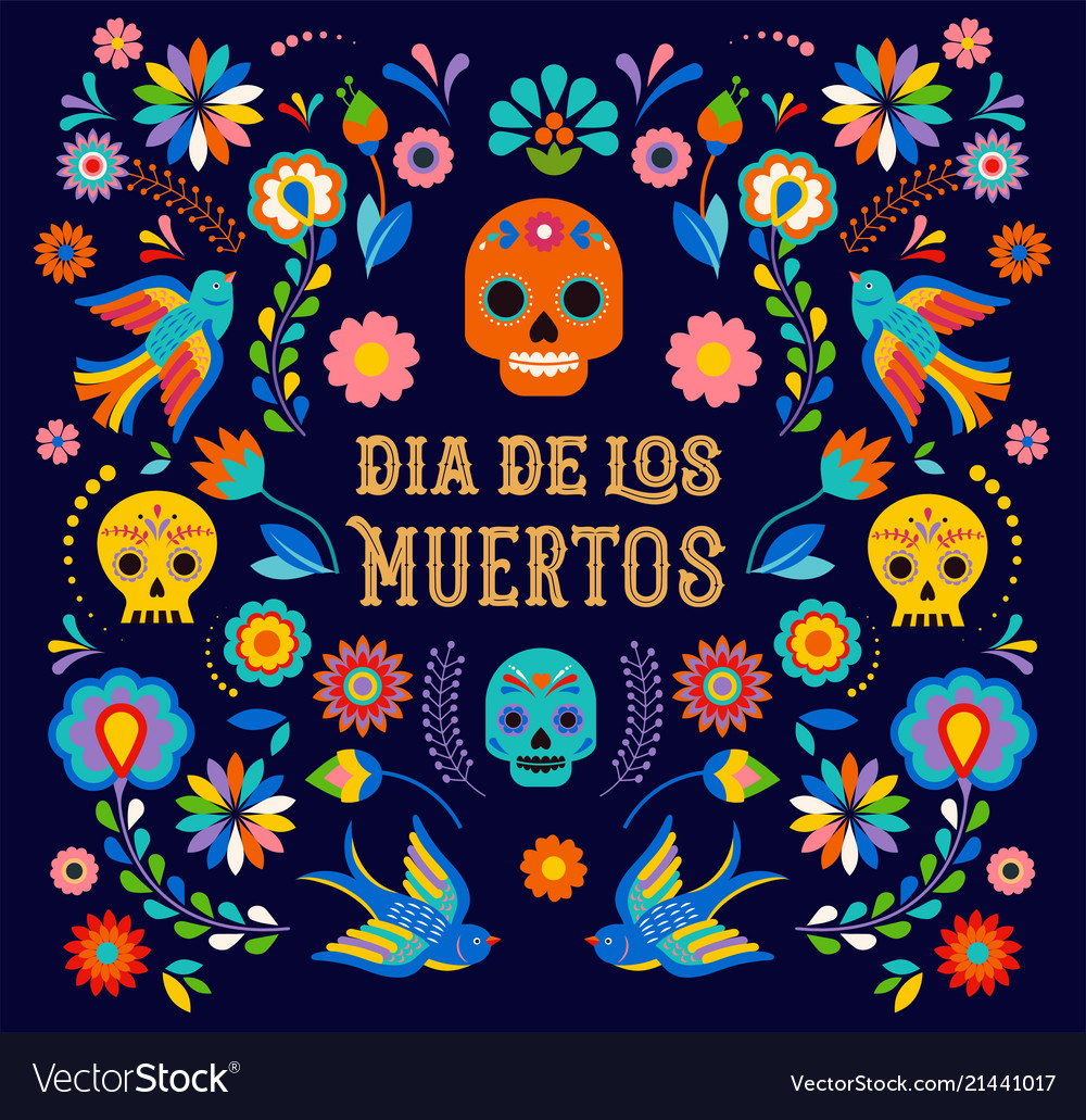 Day Of The Dead Embroidery Patterns Day Of The Dead Dia De Los Moertos Banner With Vector Image
