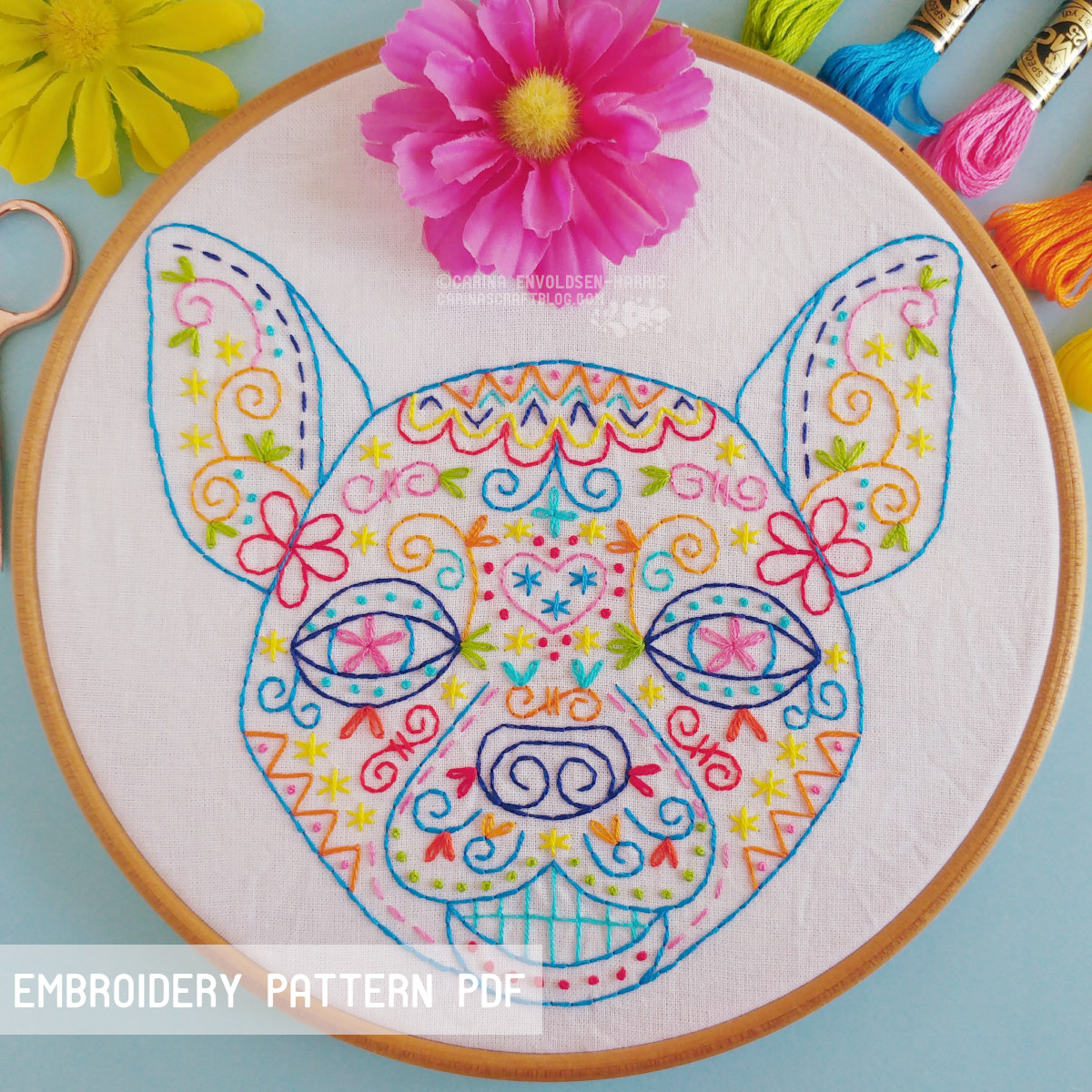 Day Of The Dead Embroidery Patterns Embroidery Patterns Polka Bloom
