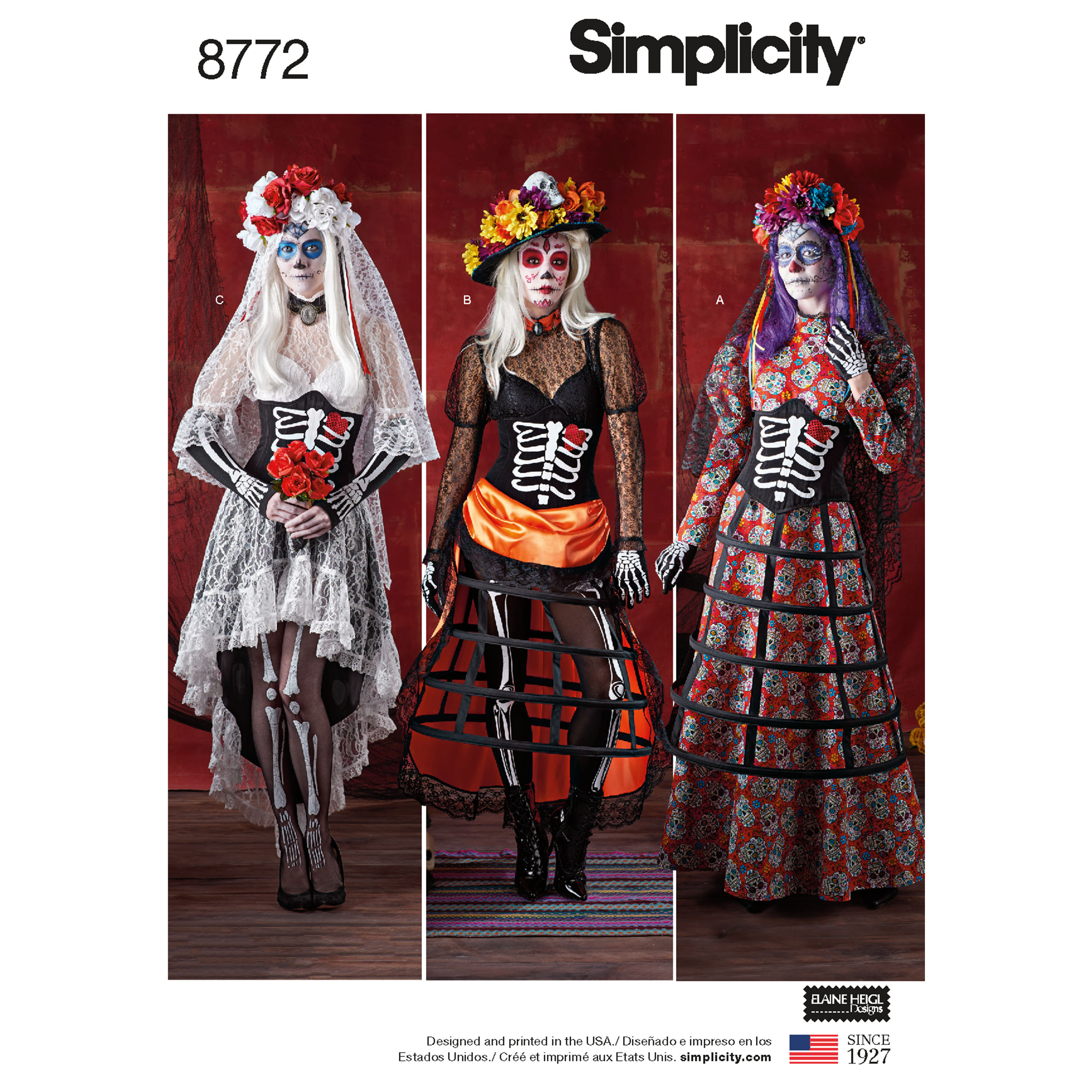Day Of The Dead Embroidery Patterns Simplicity Sewing Pattern 8772 Misses Costumes