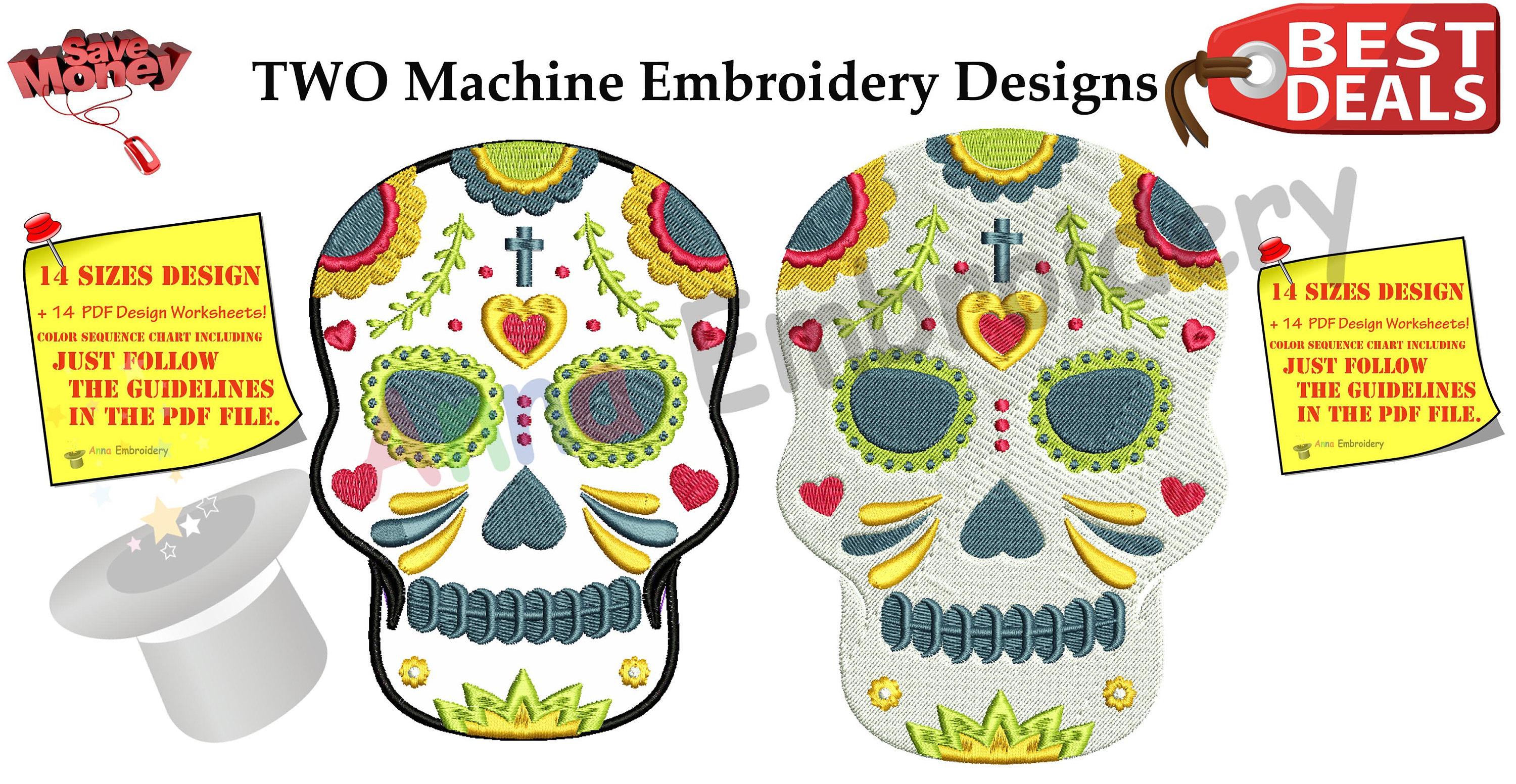 Day Of The Dead Embroidery Patterns Skull Applique Embroidery Design Sugar Skull Pattern Machine Patterns Instant Download Pes