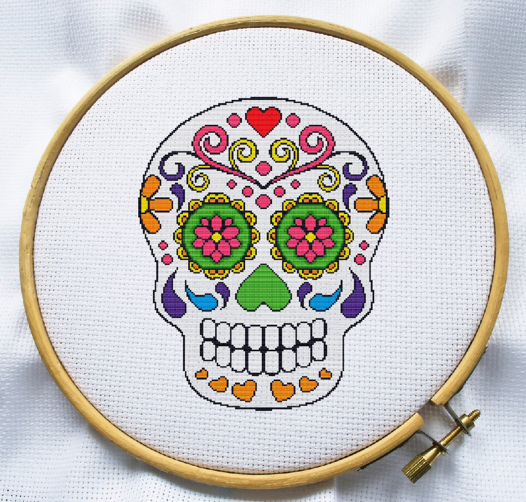 Day Of The Dead Embroidery Patterns Sugar Skull Cross Stitch Workshop W Amy Bannister