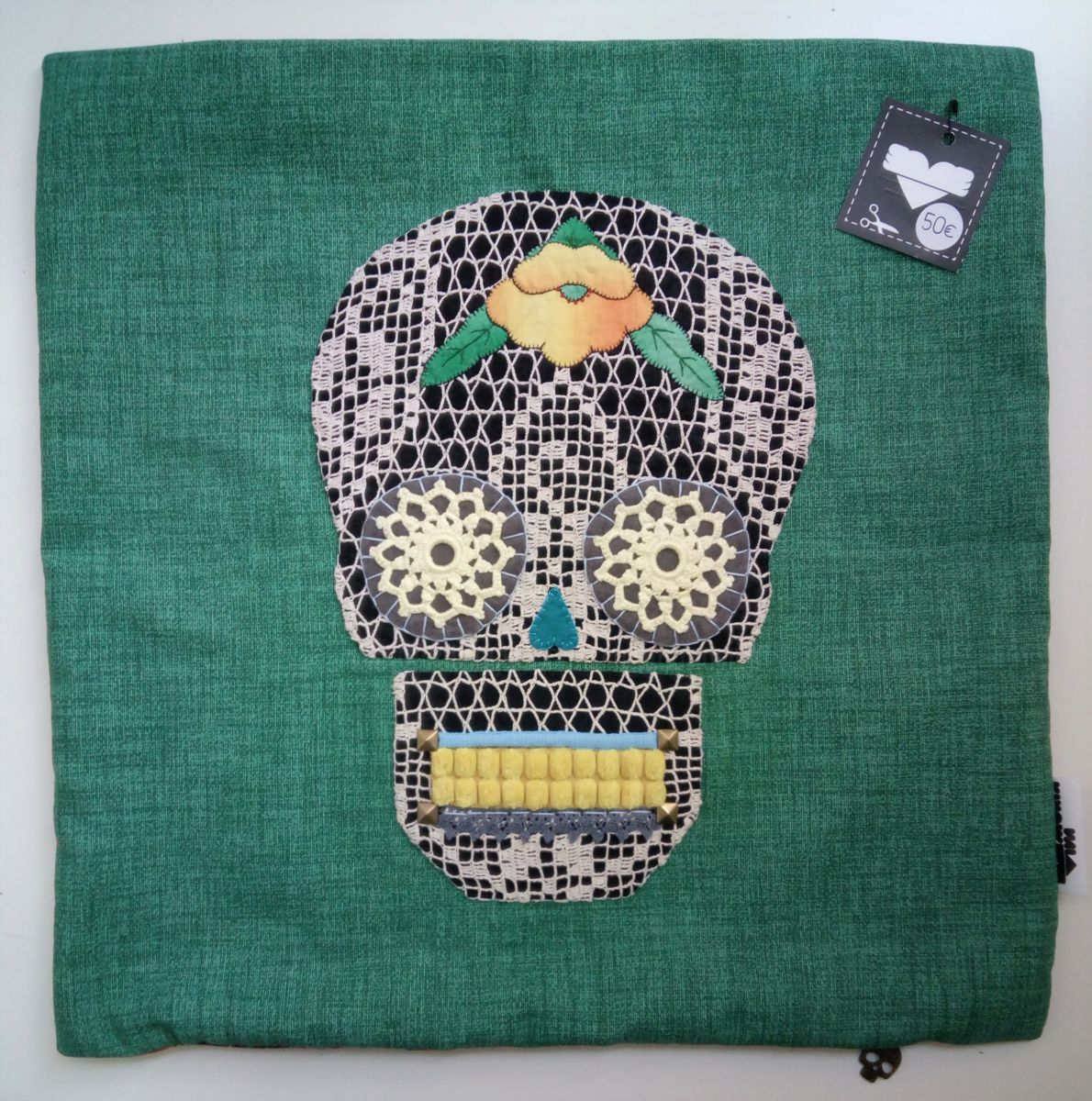 Day Of The Dead Embroidery Patterns Unique Handstiched Mexican Skull Pillow Case Textile Art Memria