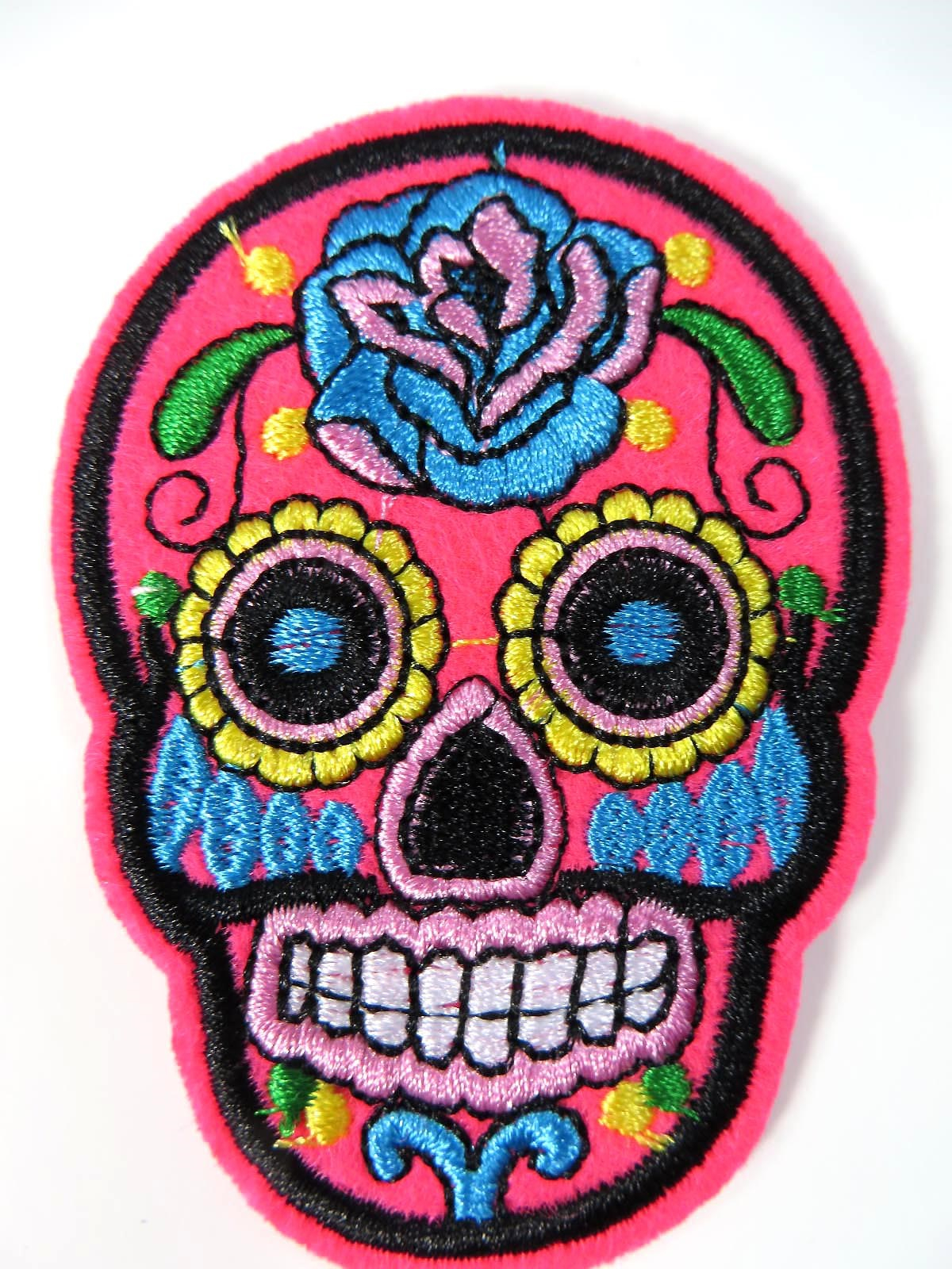 Day Of The Dead Embroidery Patterns Us Seller Sugar Skull Day Of The Dead Embroidery Iron On Patch