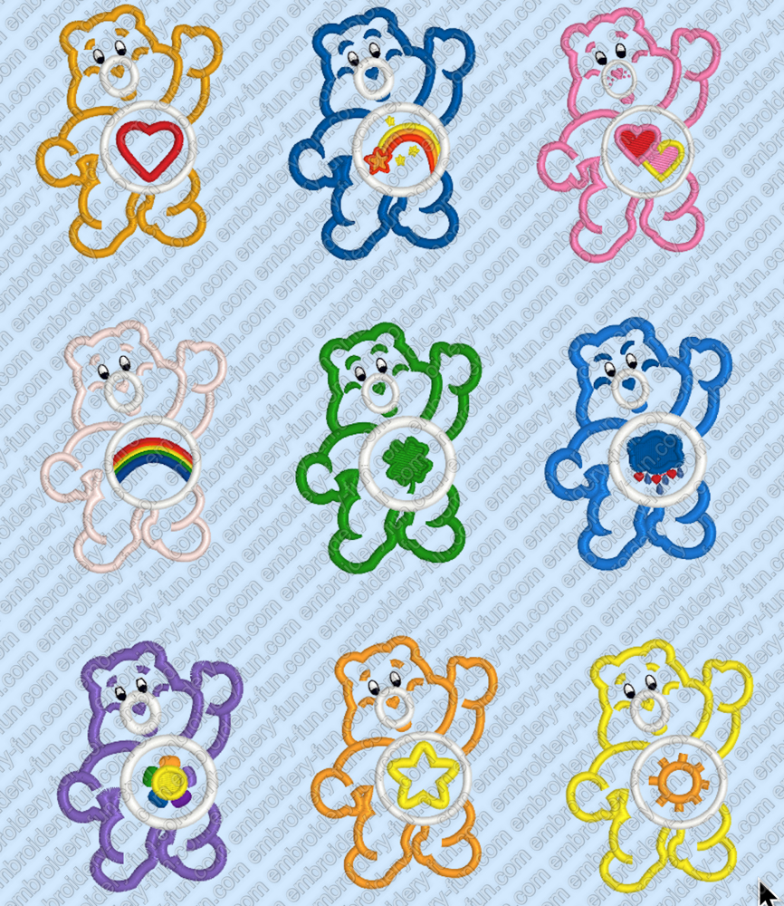 Disney Embroidery Patterns Big Set Of 27 Carebears Applique Cartoon Machine Embroidery Designs