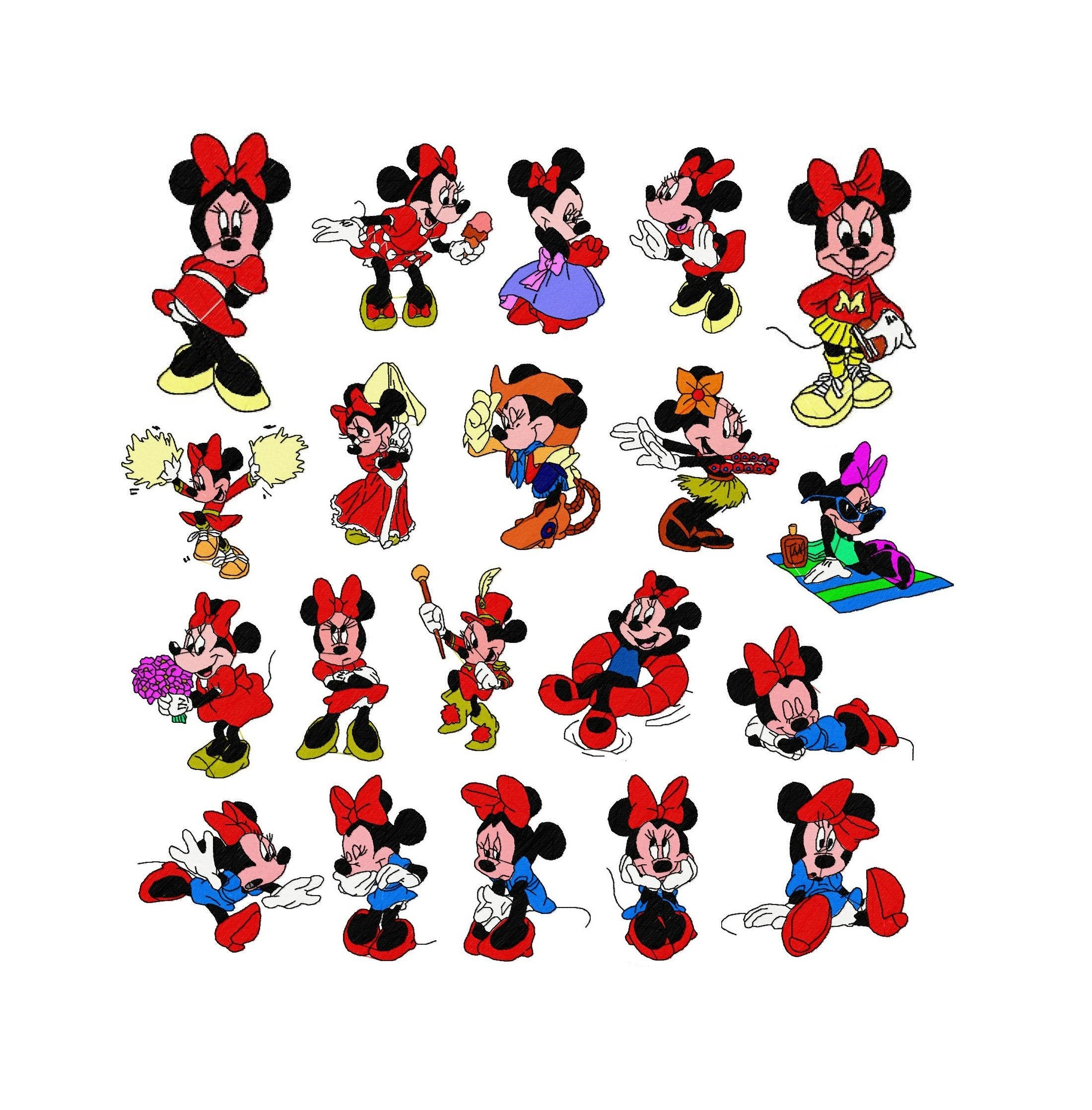Disney Embroidery Patterns Minnie Mouse 20 Design 11 Formats Disney Embroidery Patterns File Children Embroidery Instant Download