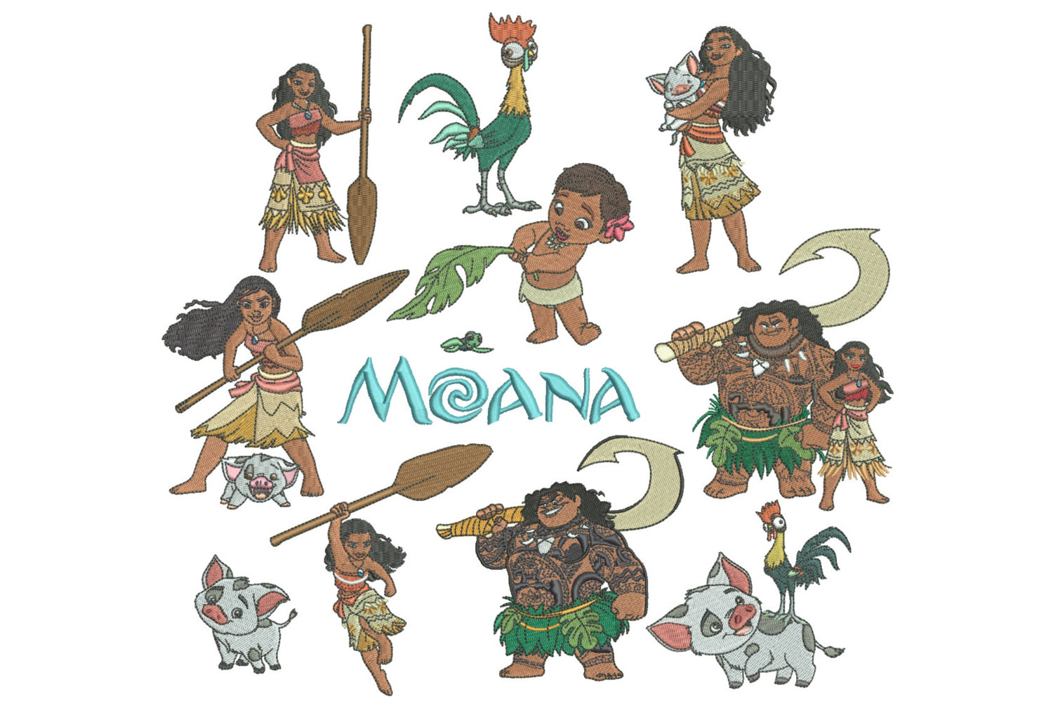 Disney Embroidery Patterns Moana All Characters Machine Embroidery Design