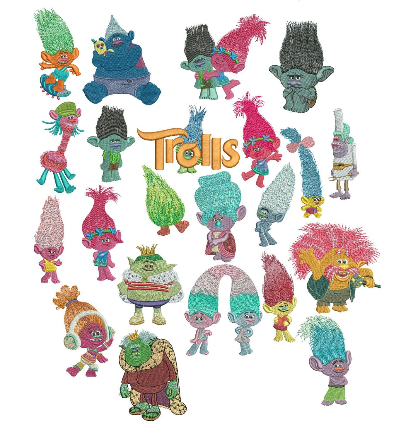 Disney Embroidery Patterns Trolls Machine Embroidery Designs 22 Characters
