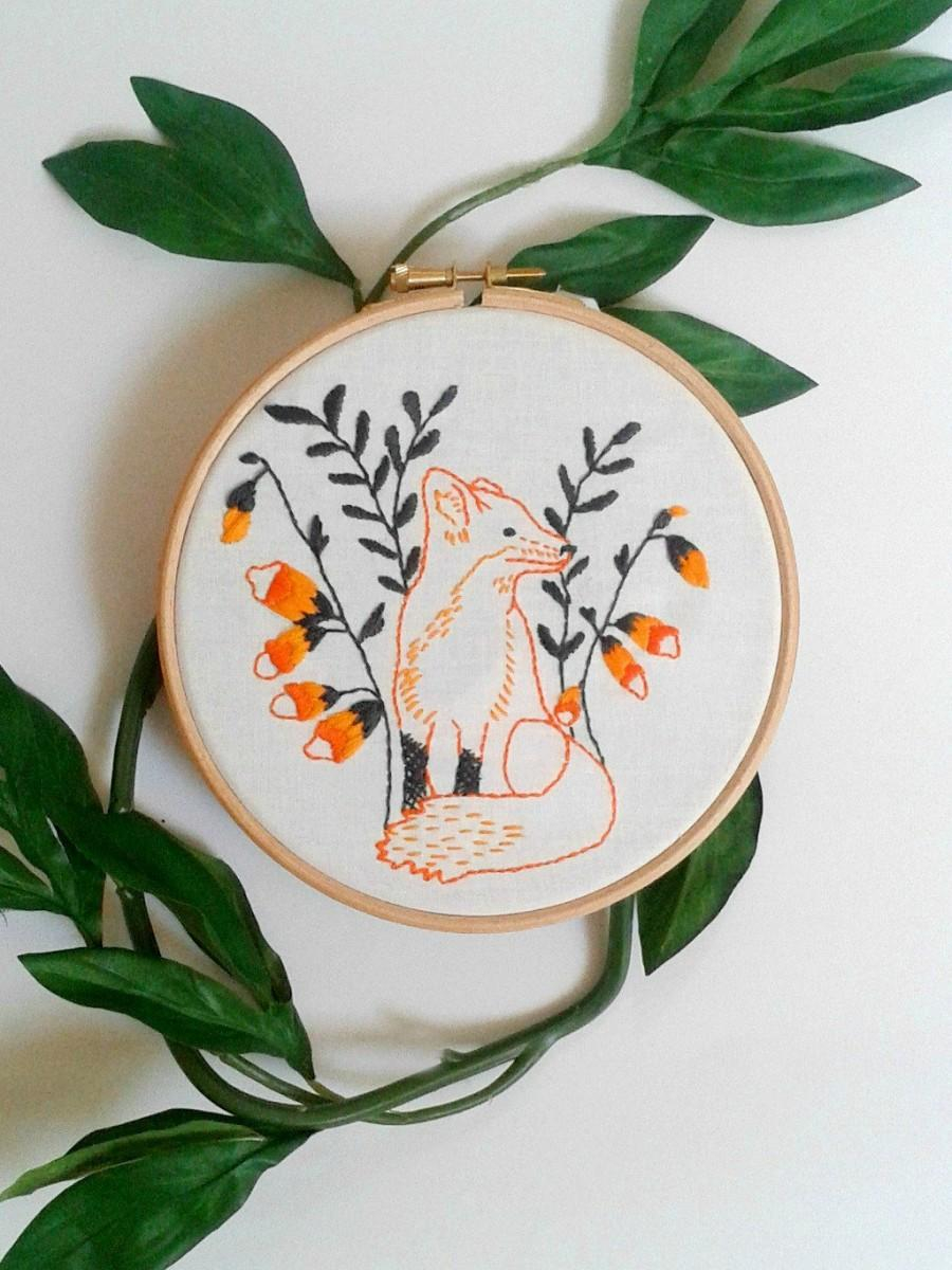 Diy Embroidery Patterns Fox Embroidery Pattern Pdf Pattern Printable Woodland Animal