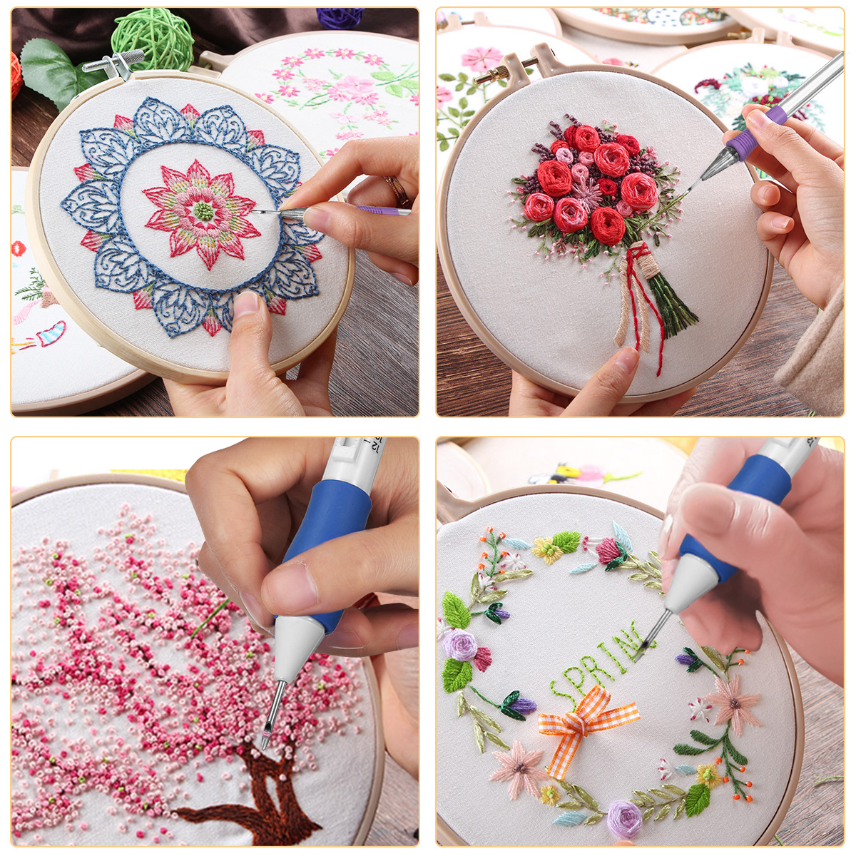 Diy Embroidery Patterns Magic Embroidery Pen Punch Needle Set Embroidery Patterns Punch Needle Kit Knitting Sewing Diy Tool