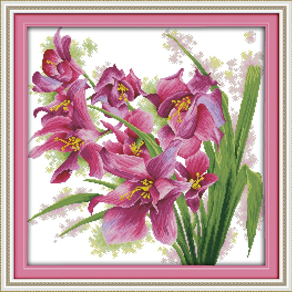 Dmc Embroidery Patterns Us 2472 Joy Sunday Orchid Handwork Embroidery Patterns Cross Stitch Printed On Canvas Painting 11ct 14ct Dmc Chinese Cross Stitch In Package From