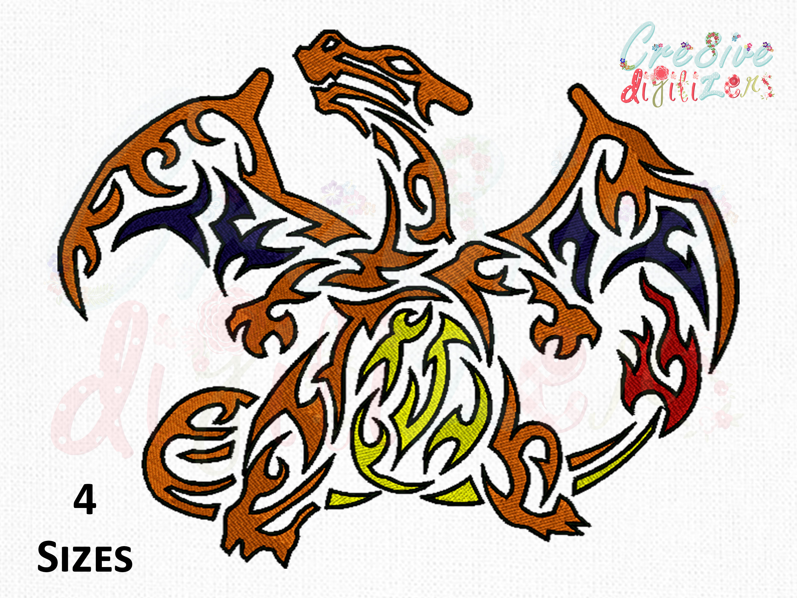 Dragon Embroidery Pattern Dragon Embroidery Design Dragon Machine Embroidery Design 4 Hoop Sizes Cre8ive Digitizers