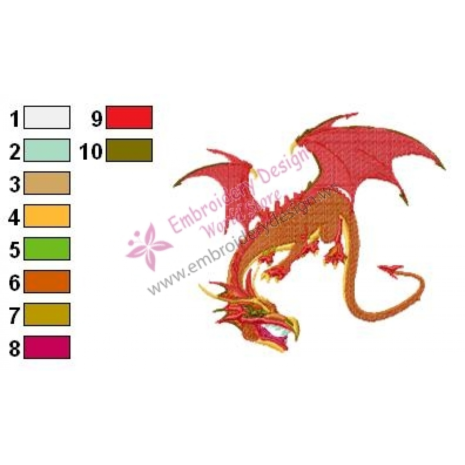 Dragon Embroidery Pattern Dragon Fighter Embroidery Design