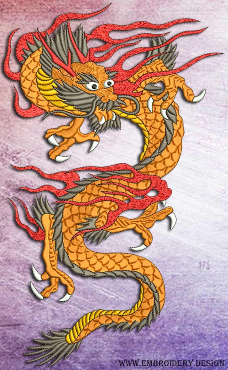 Dragon Embroidery Pattern Mountain Dragon Embroidery Design