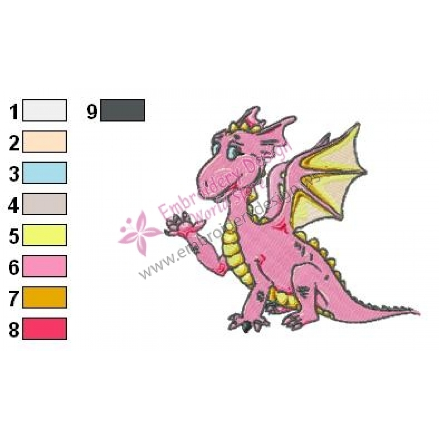 Dragon Embroidery Pattern Pink Ba Dragon Embroidery Design