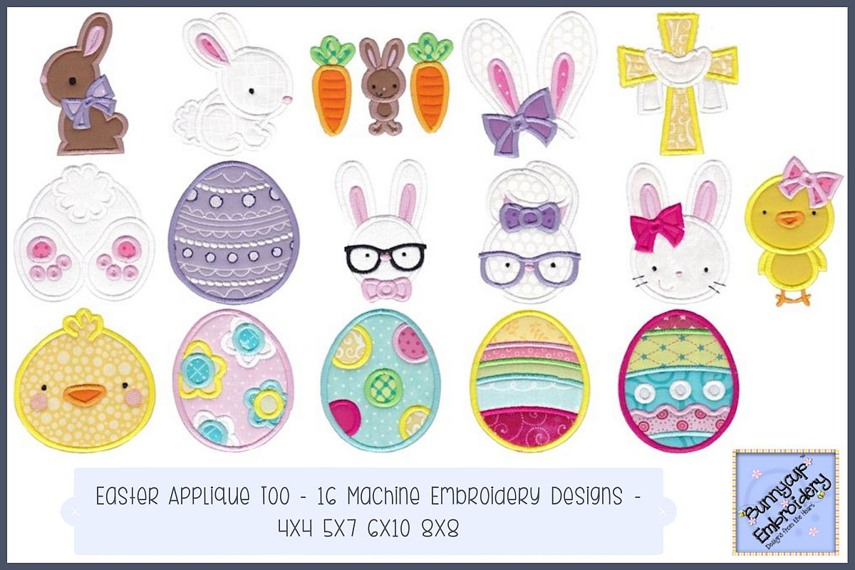 Easter Embroidery Patterns Easter Applique Too 16 Machine Embroidery Designs