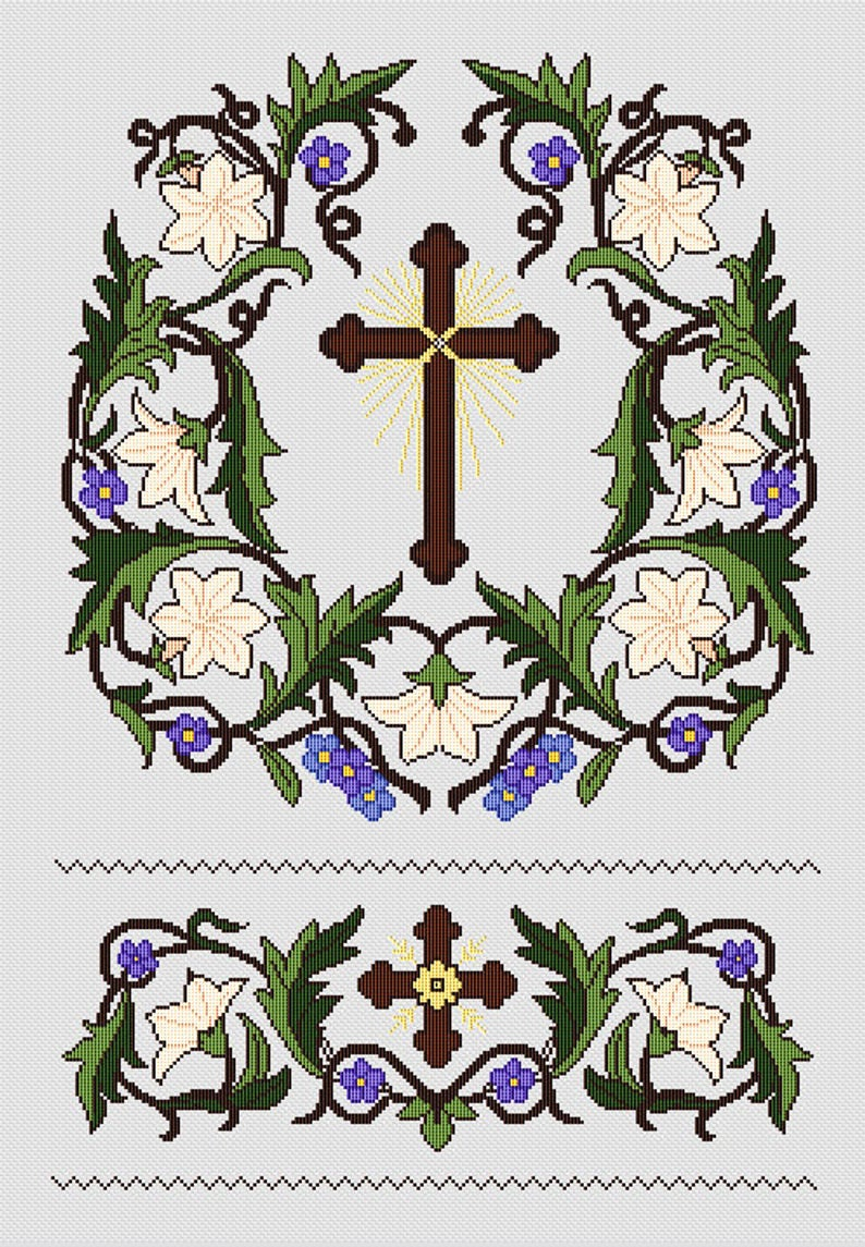 Ecclesiastical Embroidery Patterns The Lily Of The Virgin Ecclesiastical Design Embroidery Cross Stitch Pattern Orthodoxinstant Download Pdf