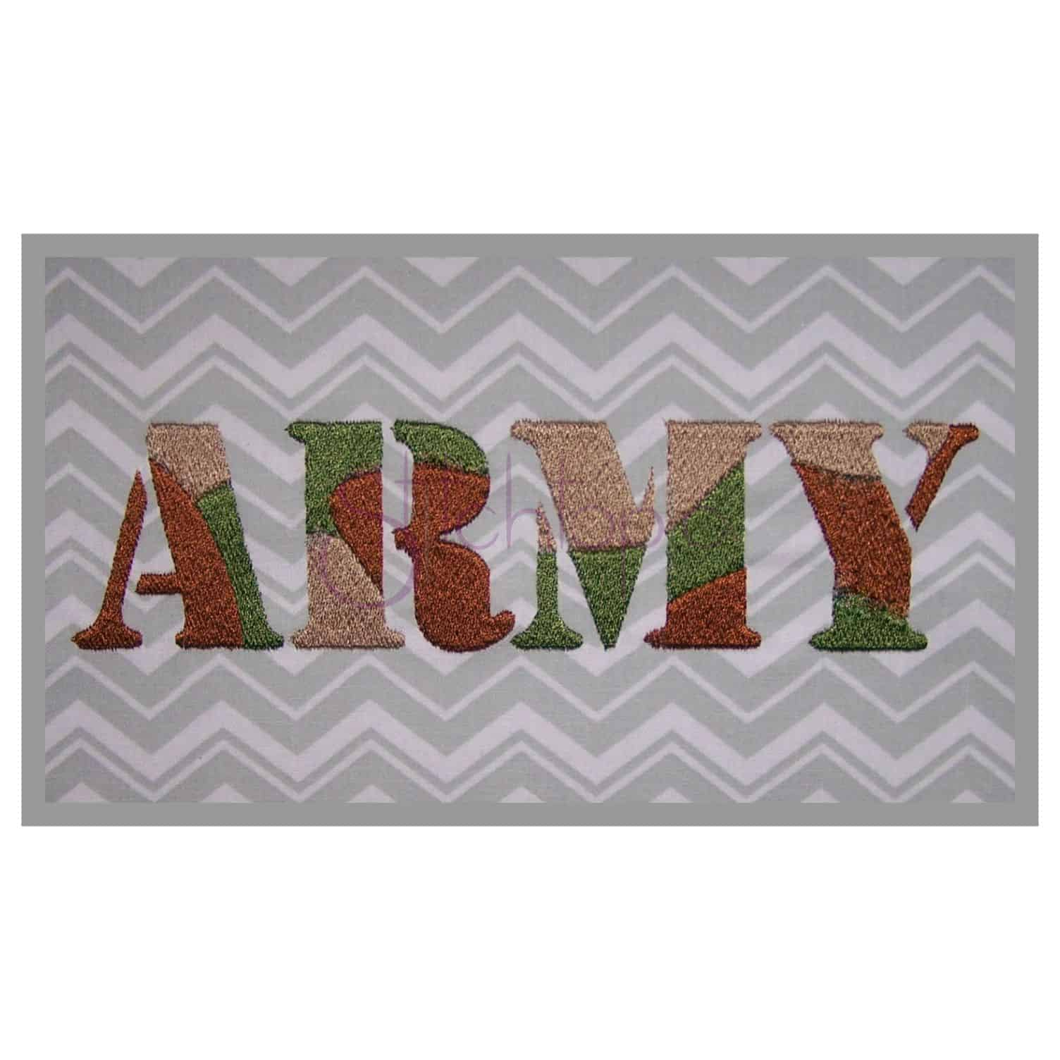 Embroidery Alphabet Pattern Army Camouflage Embroidery Alphabet Set 15 2 25 3