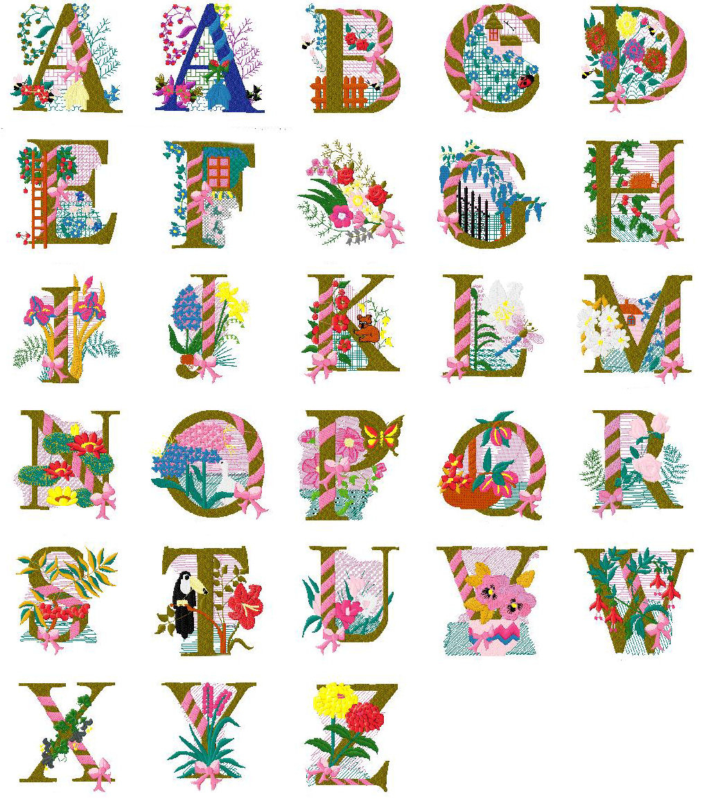 Embroidery Alphabet Pattern Free Machine Embroidery Alphabet Floral Design Complete Alphabet In