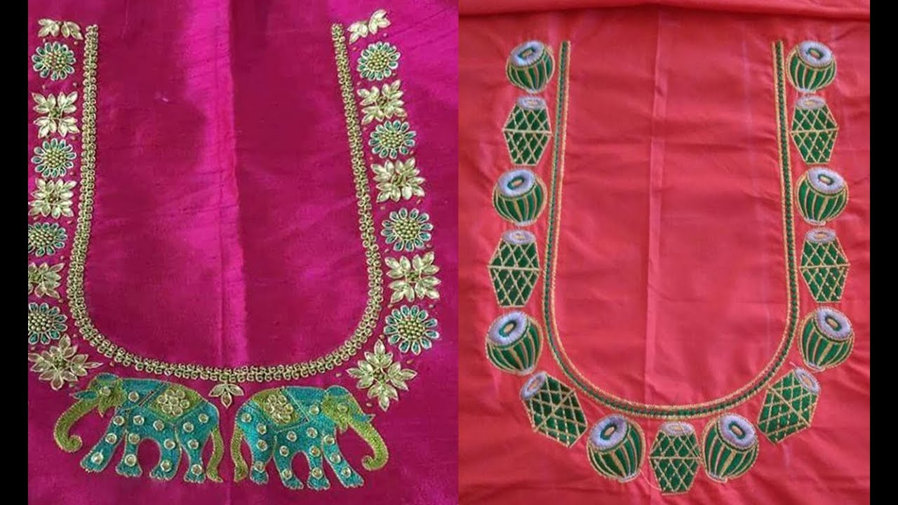 Embroidery Blouse Patterns Latest Thread Embroidery Work Blouse Back Neck Designs For Pattu Saree Silk Saree Blouse Designs