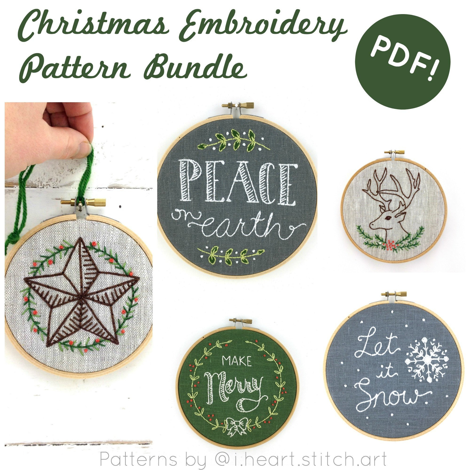 Embroidery Christmas Patterns Christmas Embroidery Pattern Set Digital Download