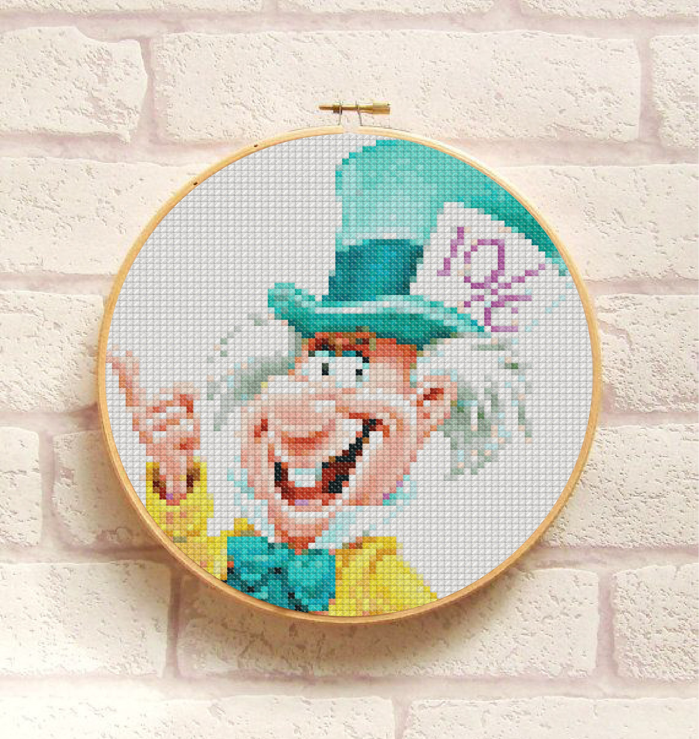 Embroidery Cross Stitch Patterns Mad Hatter Cross Stitch Pattern Pdf Embroidery Cute Nursery Decor Disney Alice Wonderland Counted Cross Stitch Chart Instant Download