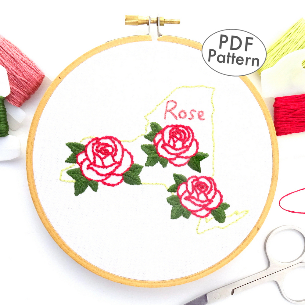Embroidery Flower Pattern New York Flower Hand Embroidery Pattern Rose