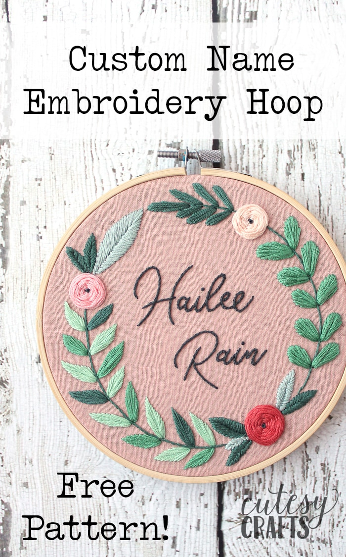 Embroidery For Beginners Free Patterns Floral Name Embroidery Hoop Pattern Cutesy Crafts