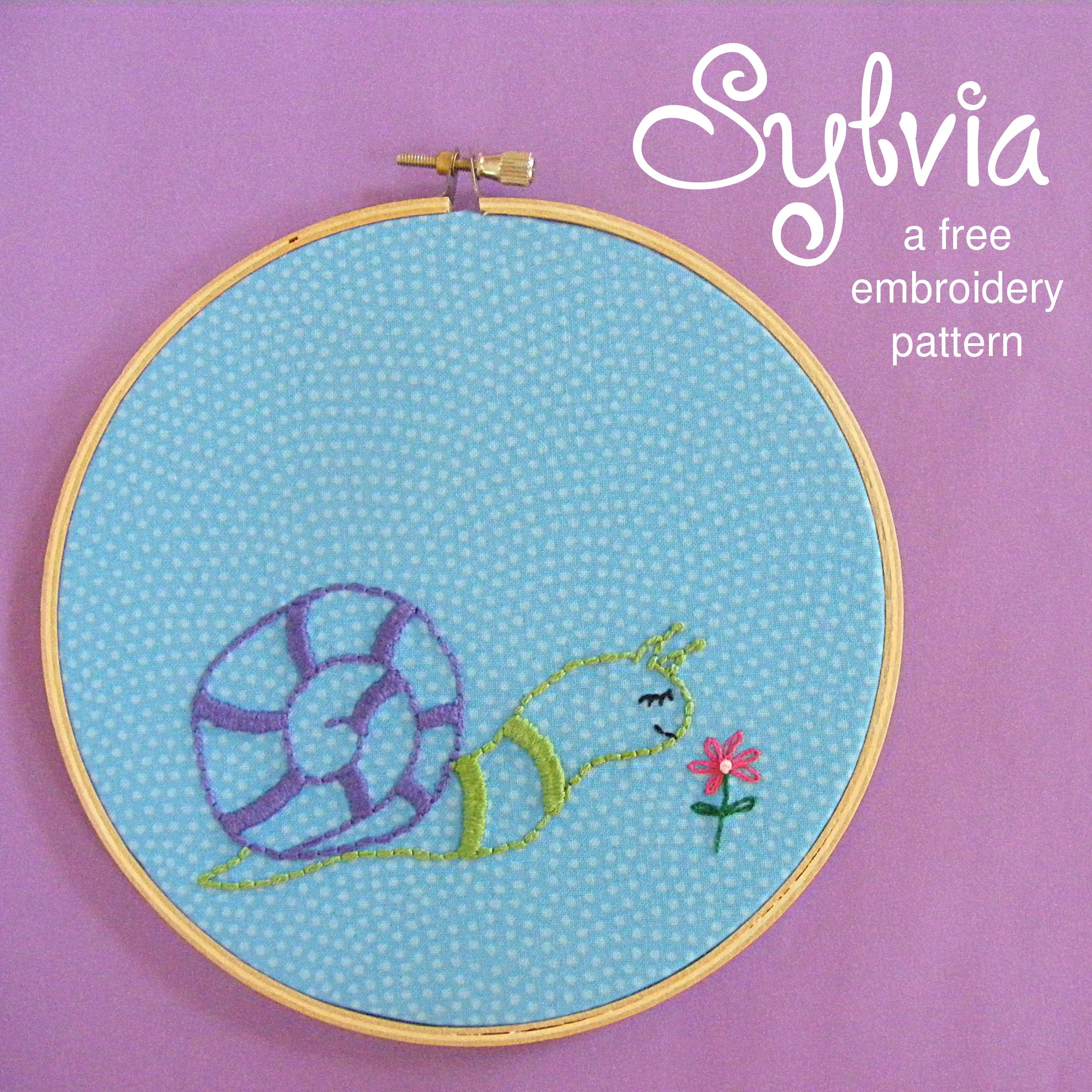 Embroidery For Beginners Free Patterns Sweet Sylvia Snail A Free Embroidery Pattern Shiny Happy World