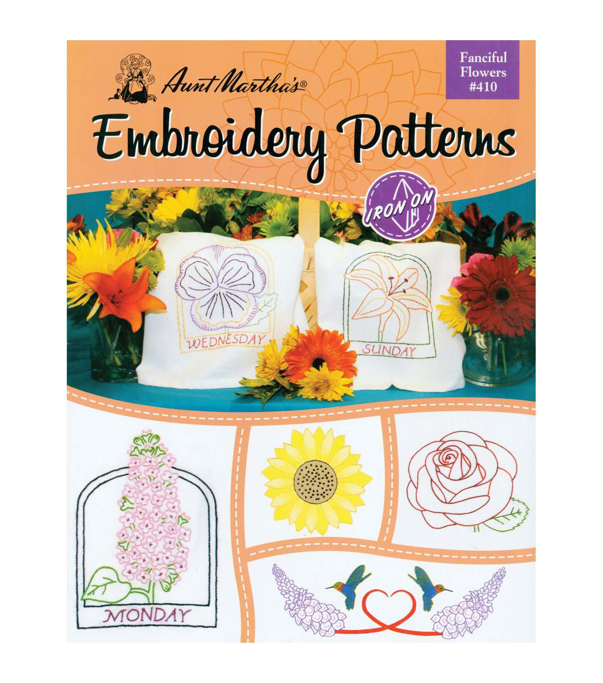 Embroidery Iron On Patterns Aunt Marthas Colonial Patterns Iron On Transfer Books Fanciful Flowers