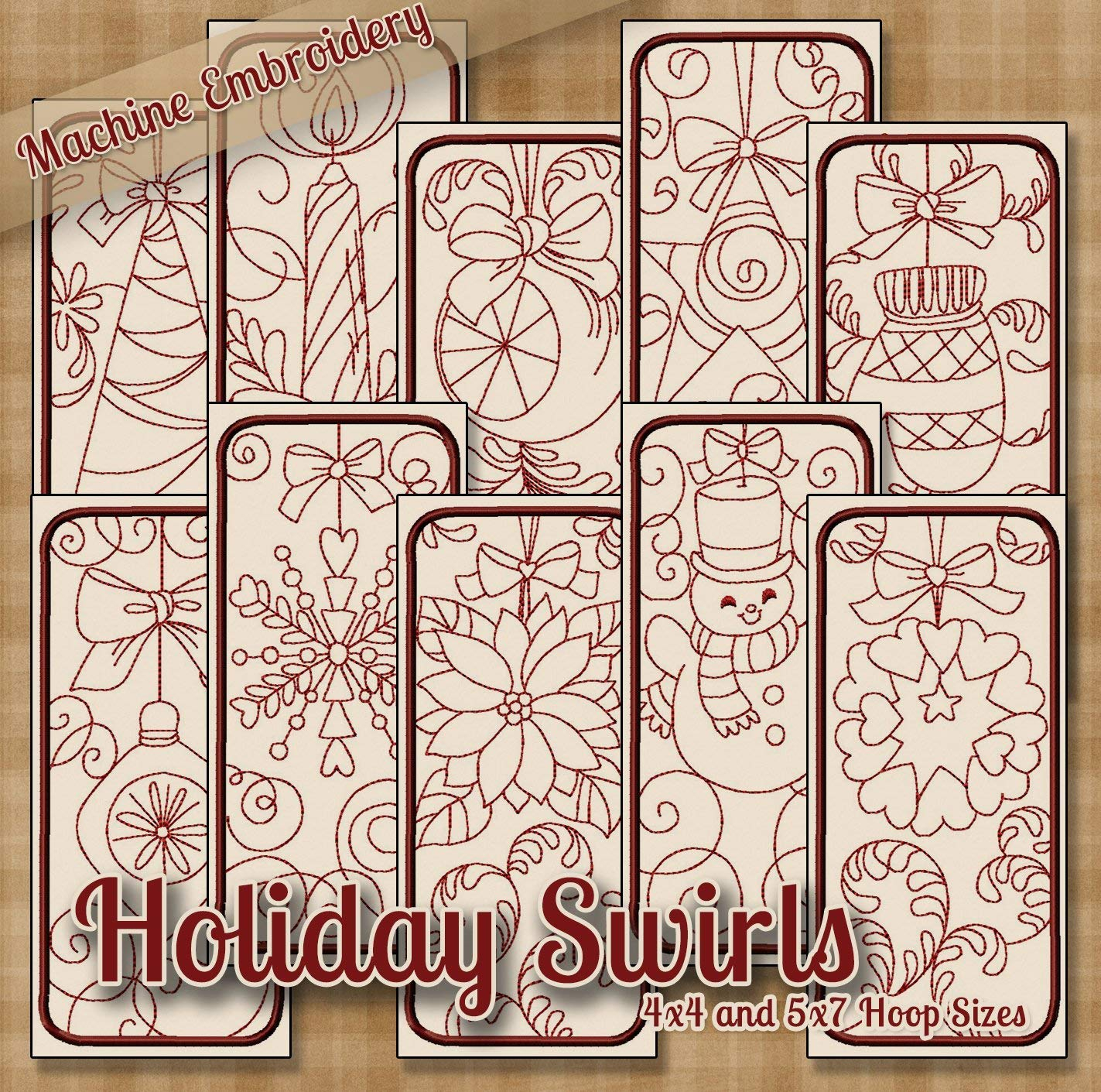 Embroidery Machine Patterns Designs Holiday Swirls Redwork Embroidery Machine Designs On Cd