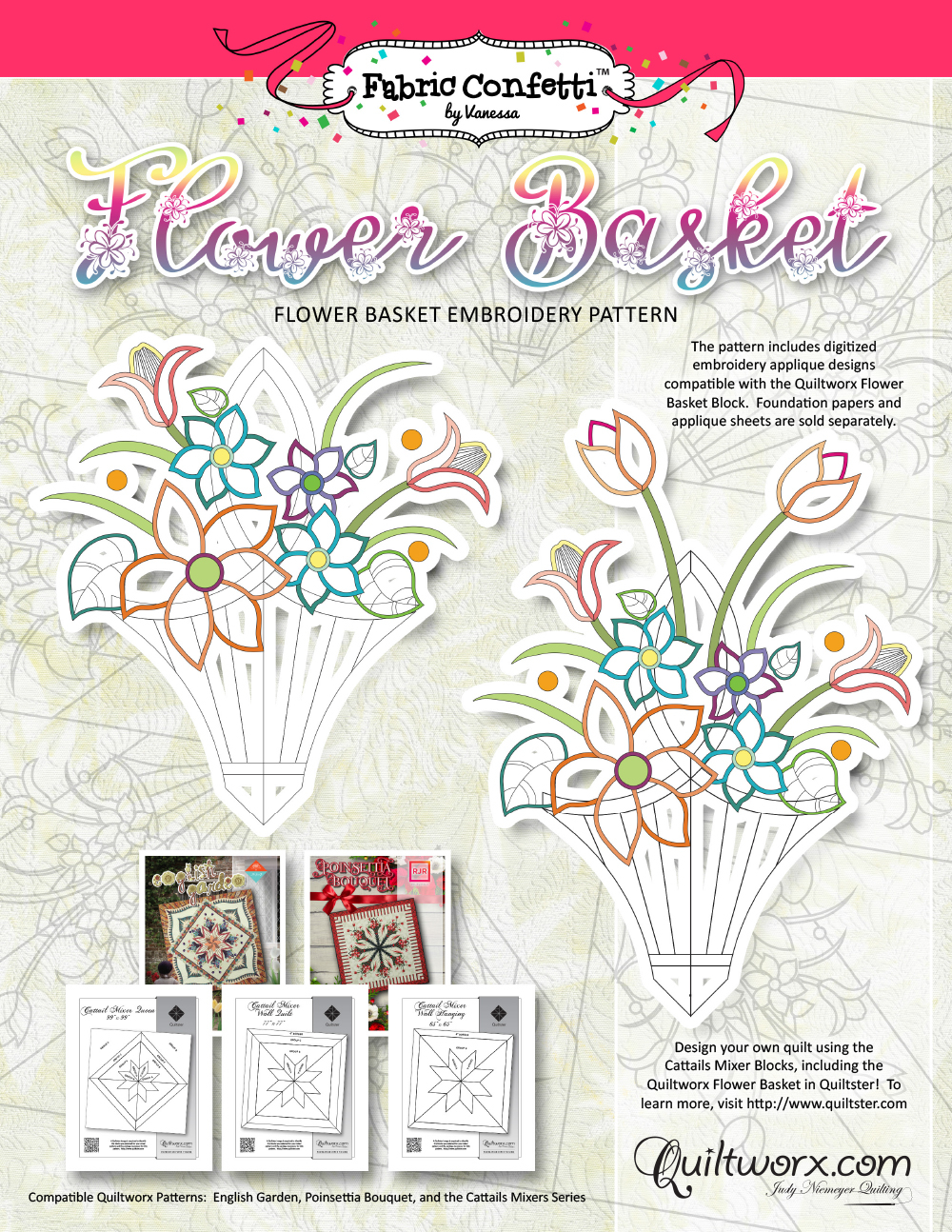 Embroidery Machine Patterns Download Flower Basket Embroidery Pattern Digital Download