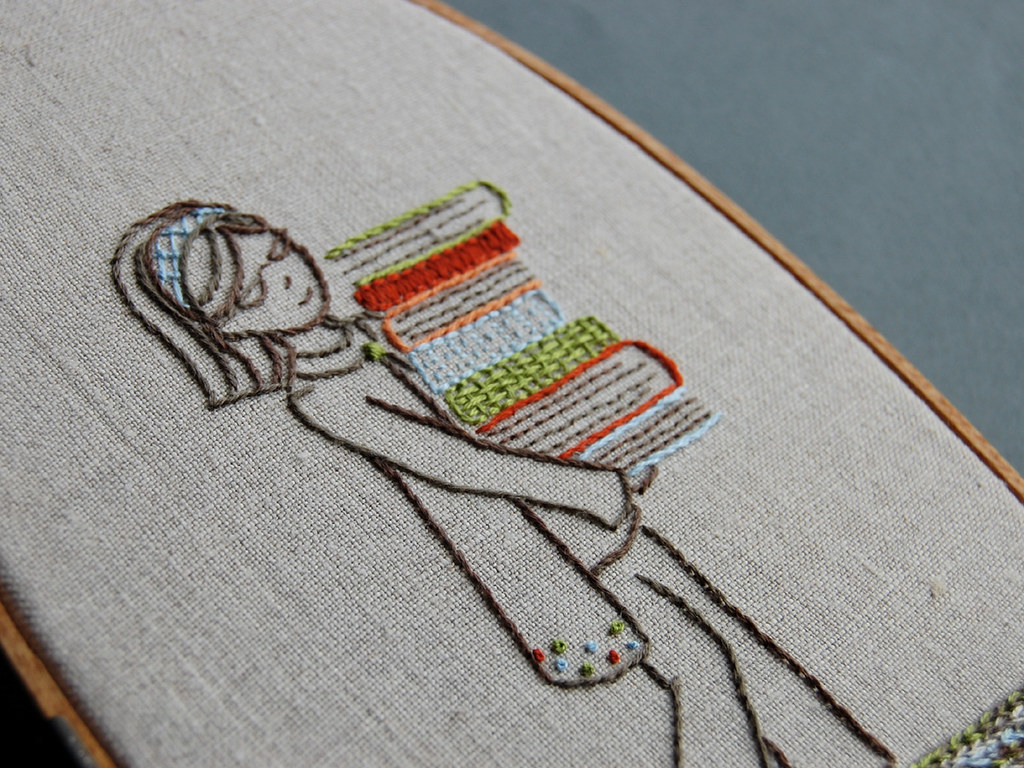 Embroidery Pattern Books Girl With Books Embroidery Pattern One Of The New Patterns Flickr